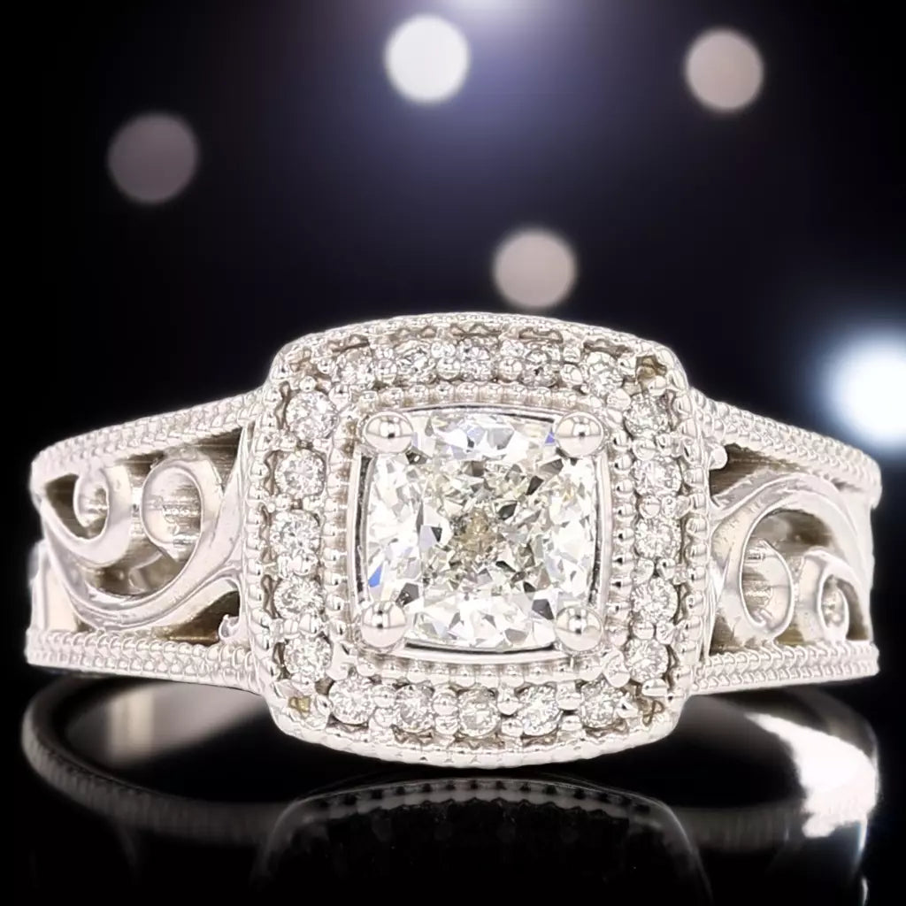 1 Carat Cushion Cut Diamond Ring - David's Antiques & Jewelry