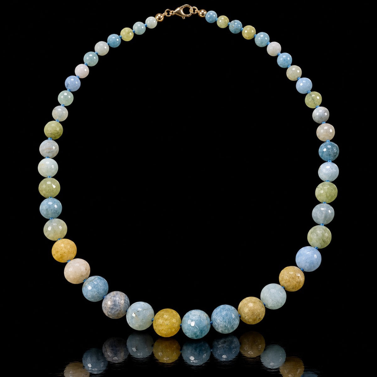 Natural Aquamarine Faceted Bead Graduated Necklace 893764 — main view