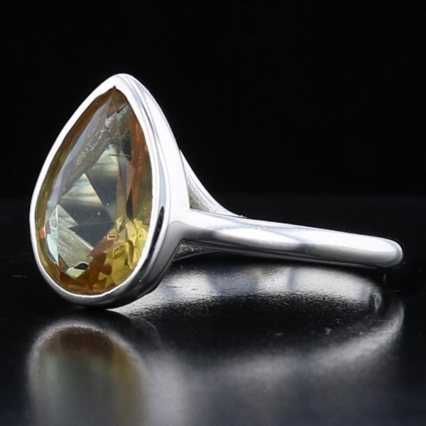 Sterling Silver Bezel VooDooStone Pear Shape Ring - David's Antiques & Jewelry