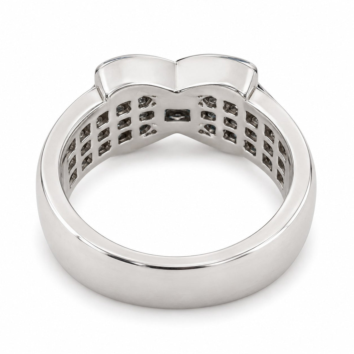 14K White Gold Invisible-Set Blue Diamond X Ring 894691 — third view