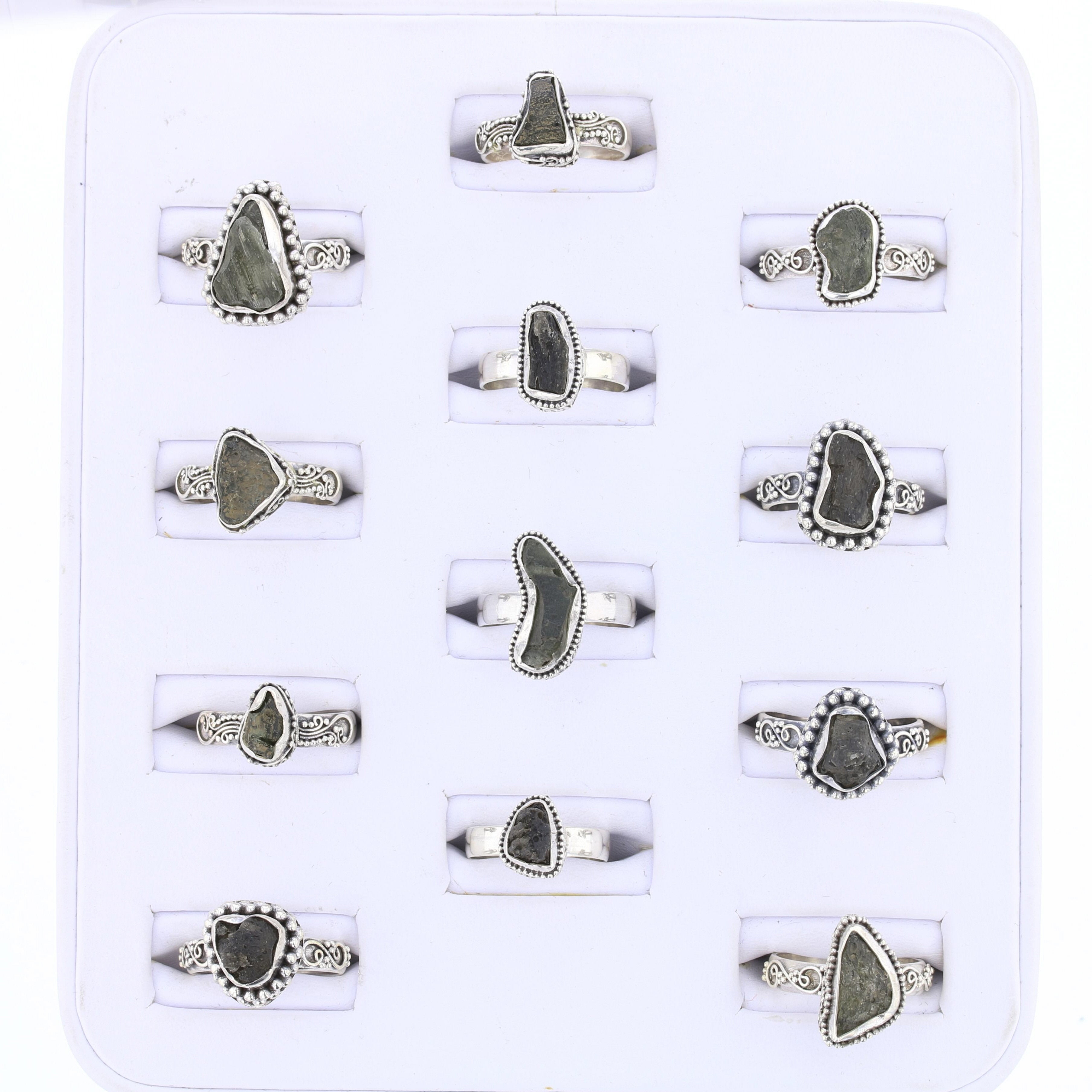 Moldavite Rings set in Sterling #1 - David's Antiques & Jewelry