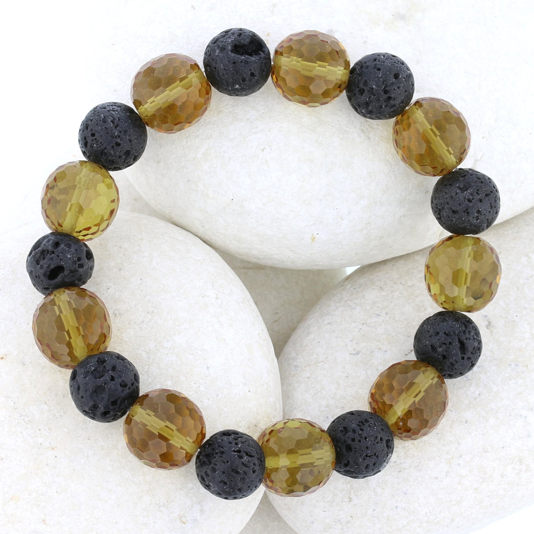 VooDooStone and Lava stone Beaded Bracelet - Life Symbol - David's Antiques & Jewelry