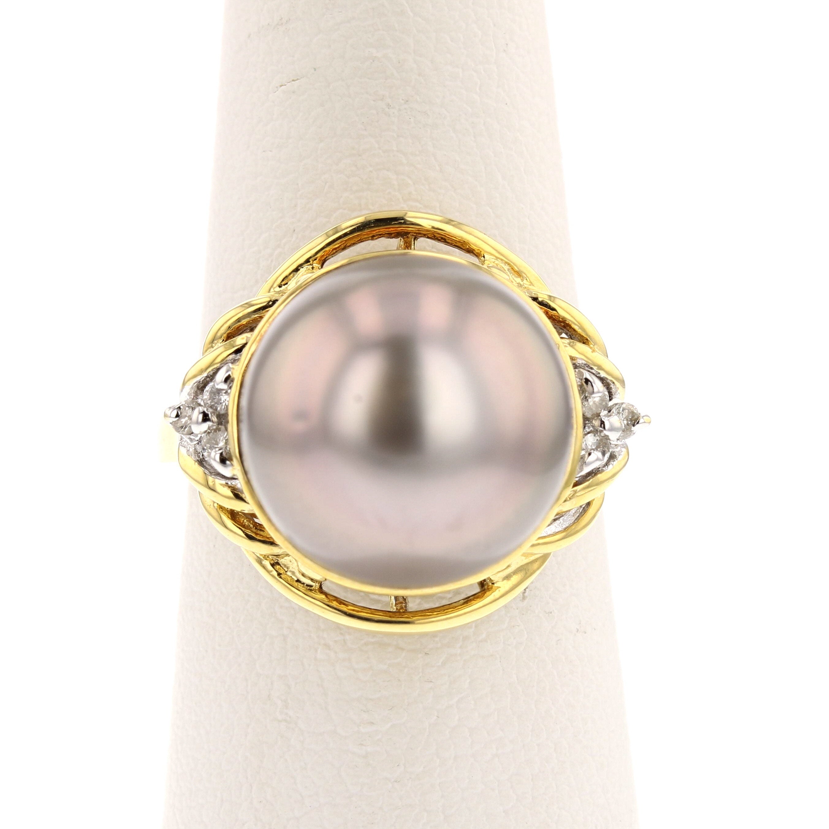 18Kt Large Tahitian Pearl Ring - David's Antiques & Jewelry