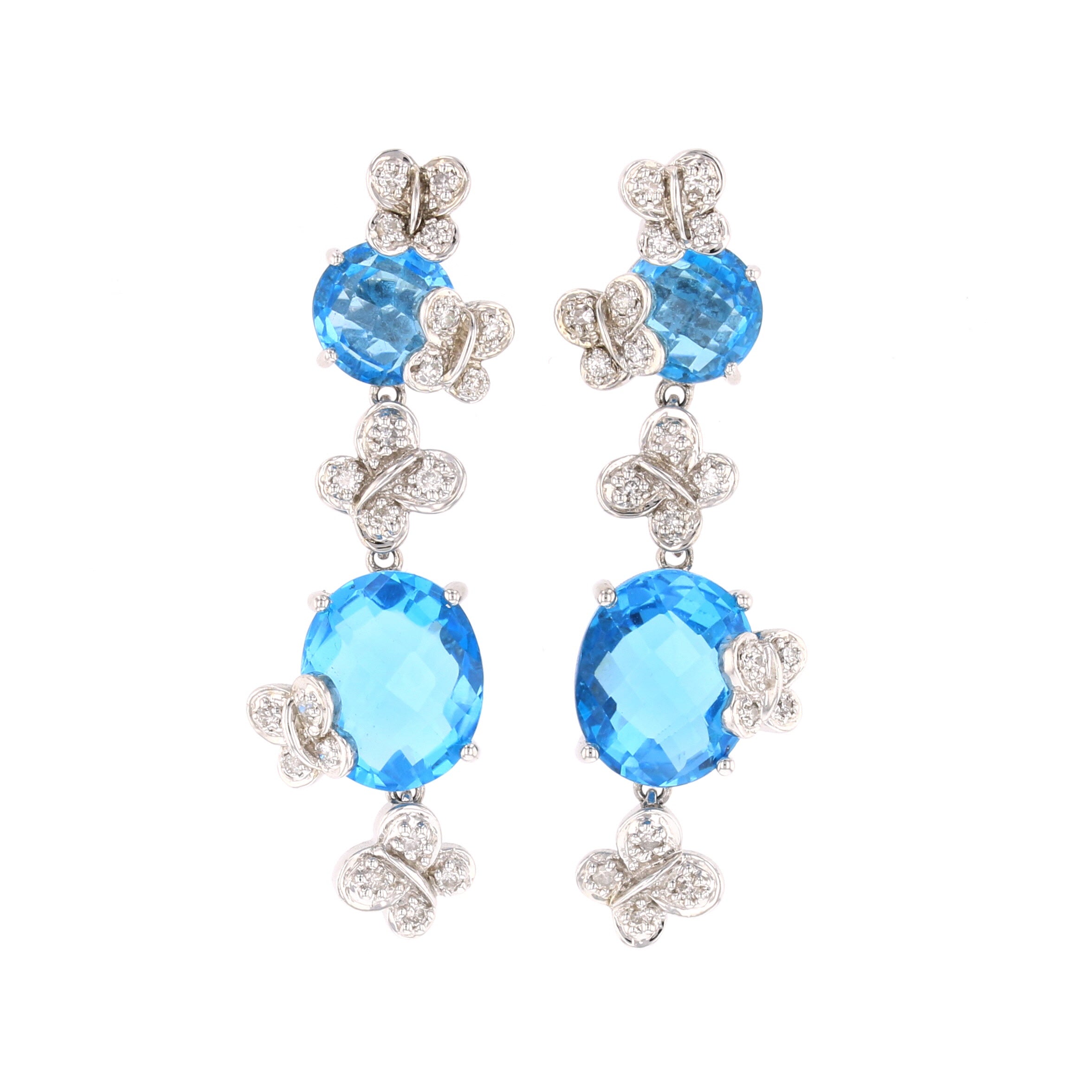 Blue Topaz & Diamond Earrings - David's Antiques & Jewelry