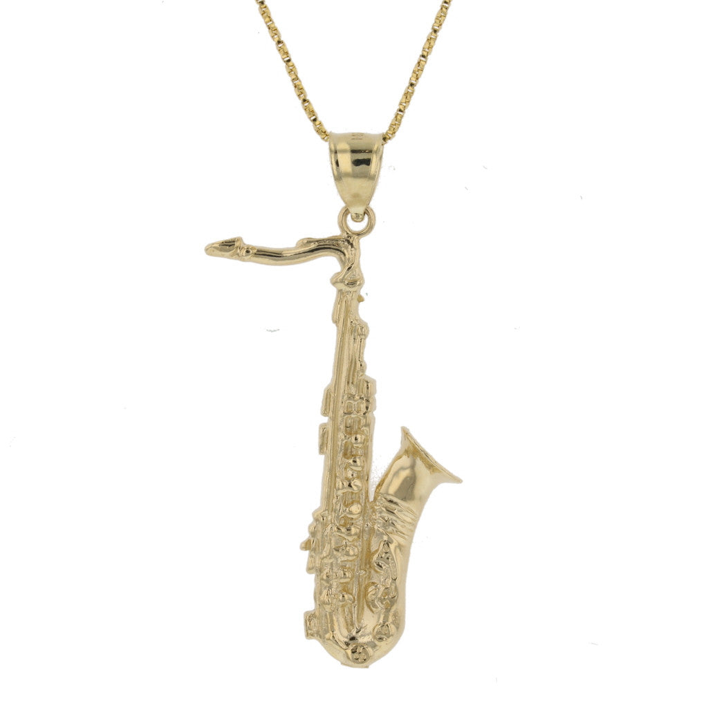 Gold 3D Saxophone Pendant - David's Antiques & Jewelry