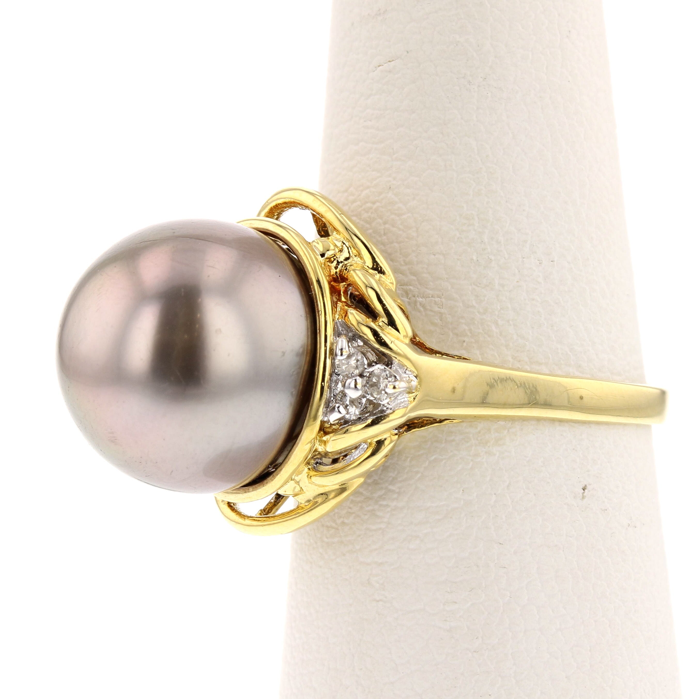 18Kt Large Tahitian Pearl Ring - David's Antiques & Jewelry