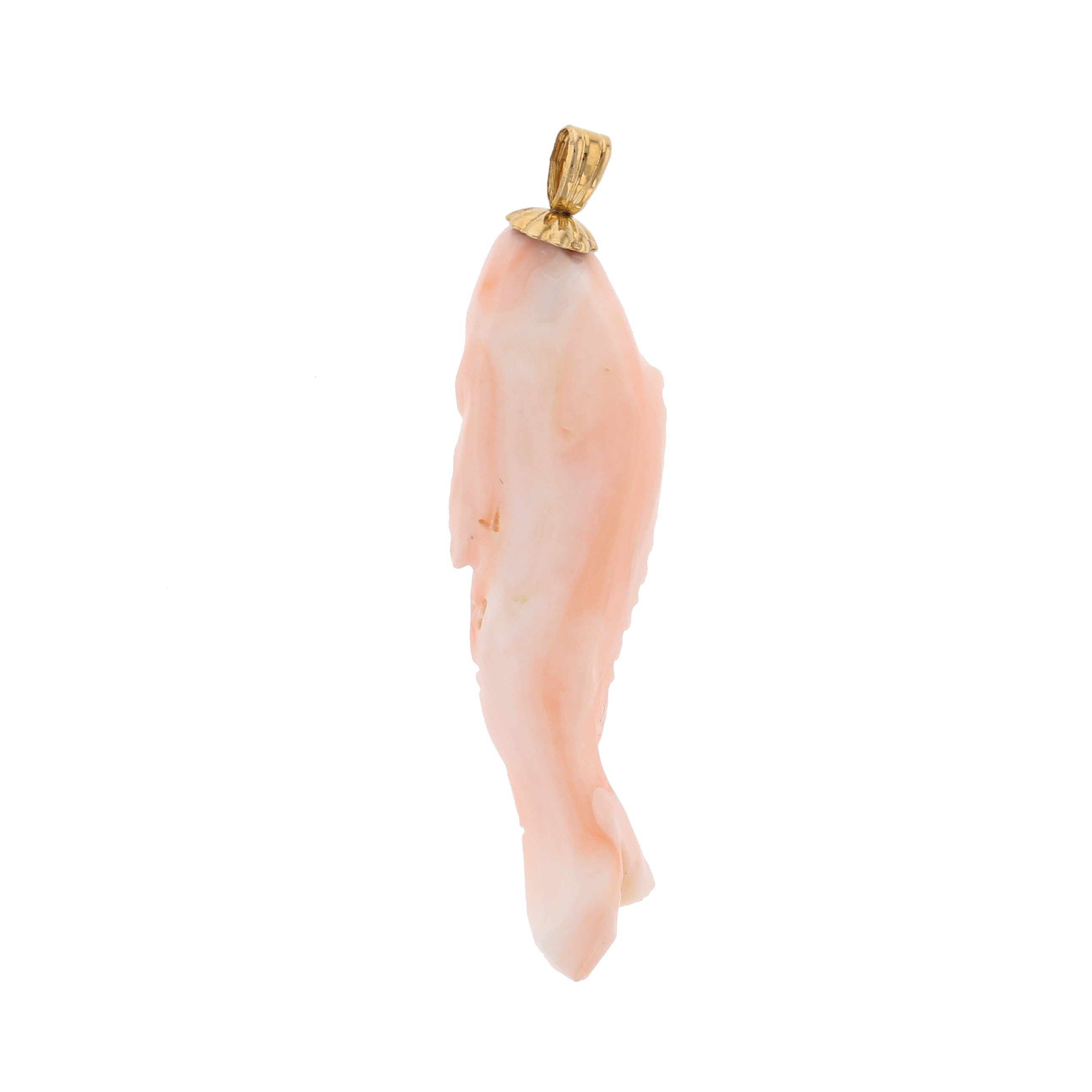 14K Yellow Gold Coral Pink Fish Pendant - David's Antiques & Jewelry
