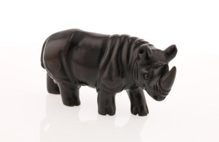 Regal Rhinoceros Dark Wood Netsuke - David's Antiques & Jewelry