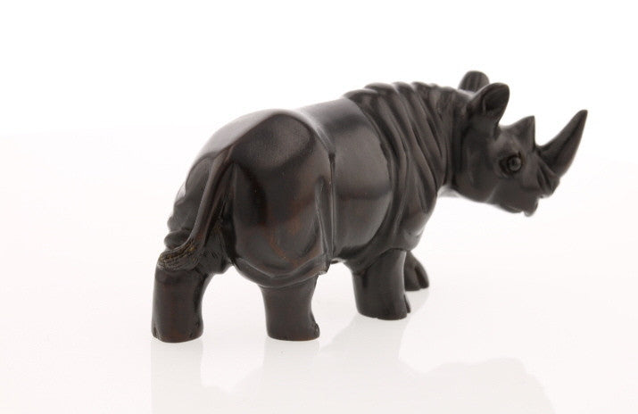 Regal Rhinoceros Dark Wood Netsuke - David's Antiques & Jewelry
