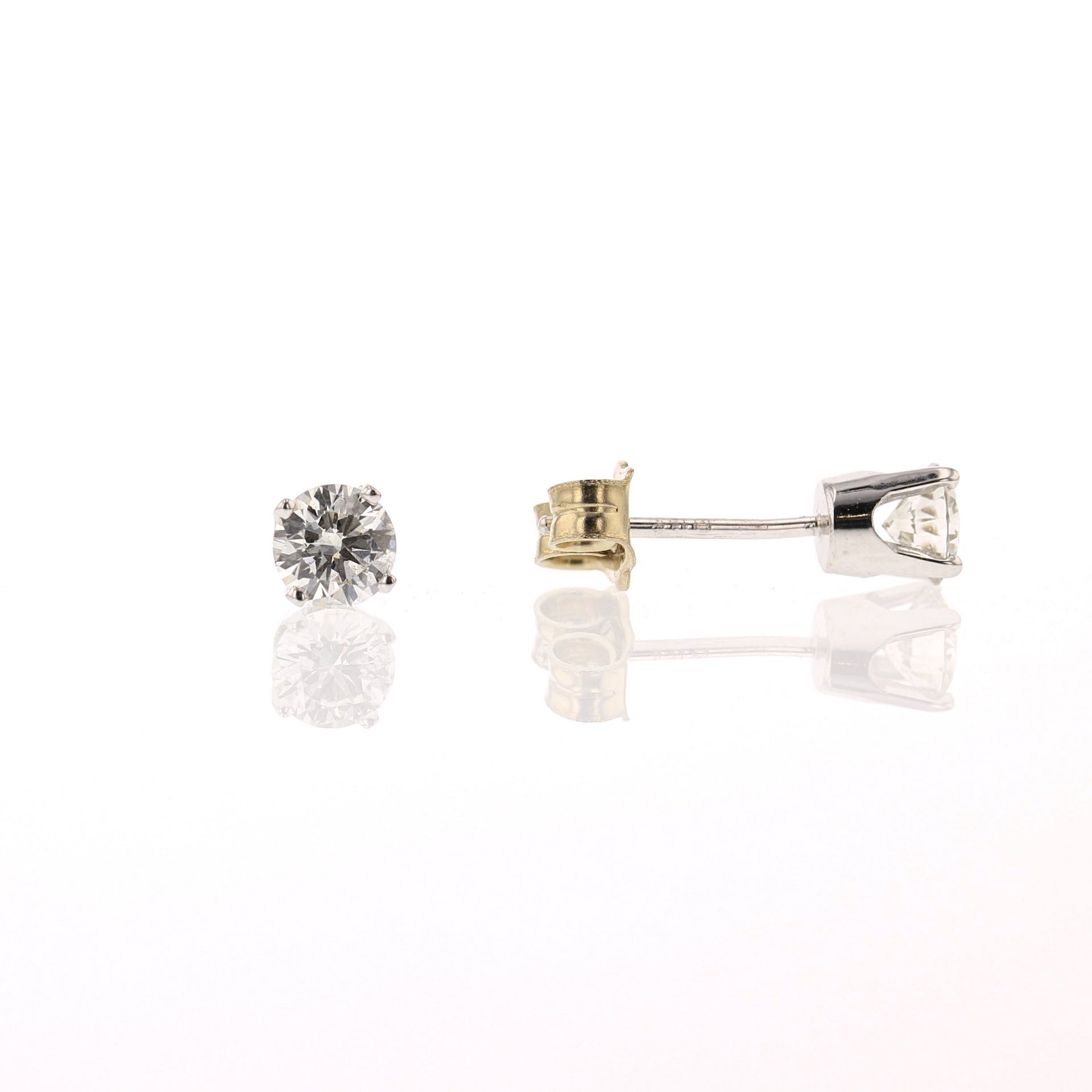 14K White Gold Round Diamond Stud Earrings - David's Antiques & Jewelry