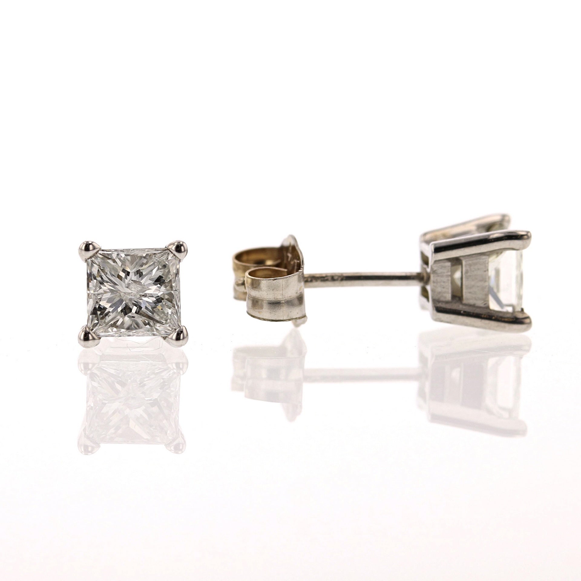 Princess Cut Diamond Stud Earrings - David's Antiques & Jewelry