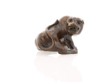 Vintage Carved Ironwood Lioness Netsuke - David's Antiques & Jewelry