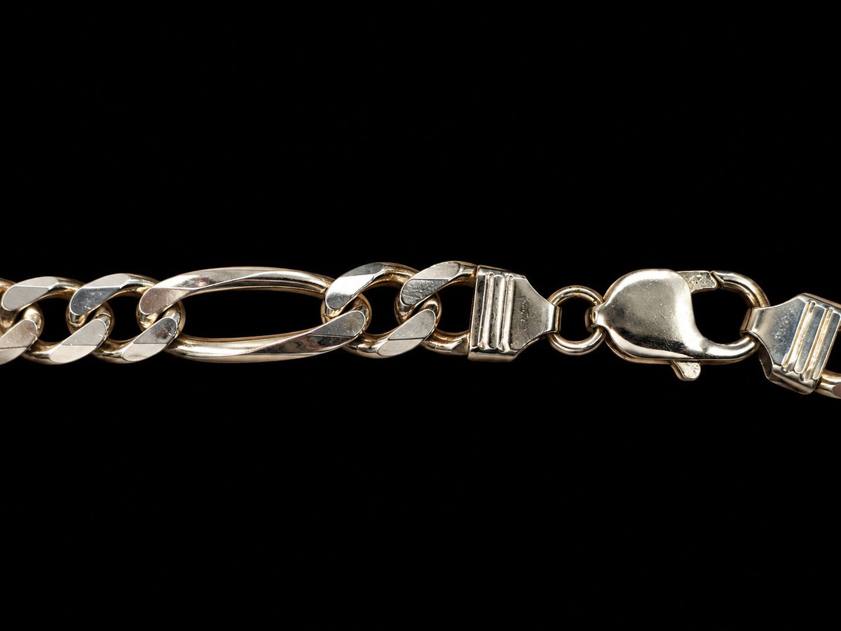 Heavy Sterling Silver Figaro Chain Necklace, 22 Inch 881597 — third view