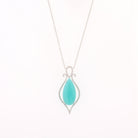 Pear-Shaped Amazonite & Diamond Pendant Necklace - David's Antiques & Jewelry