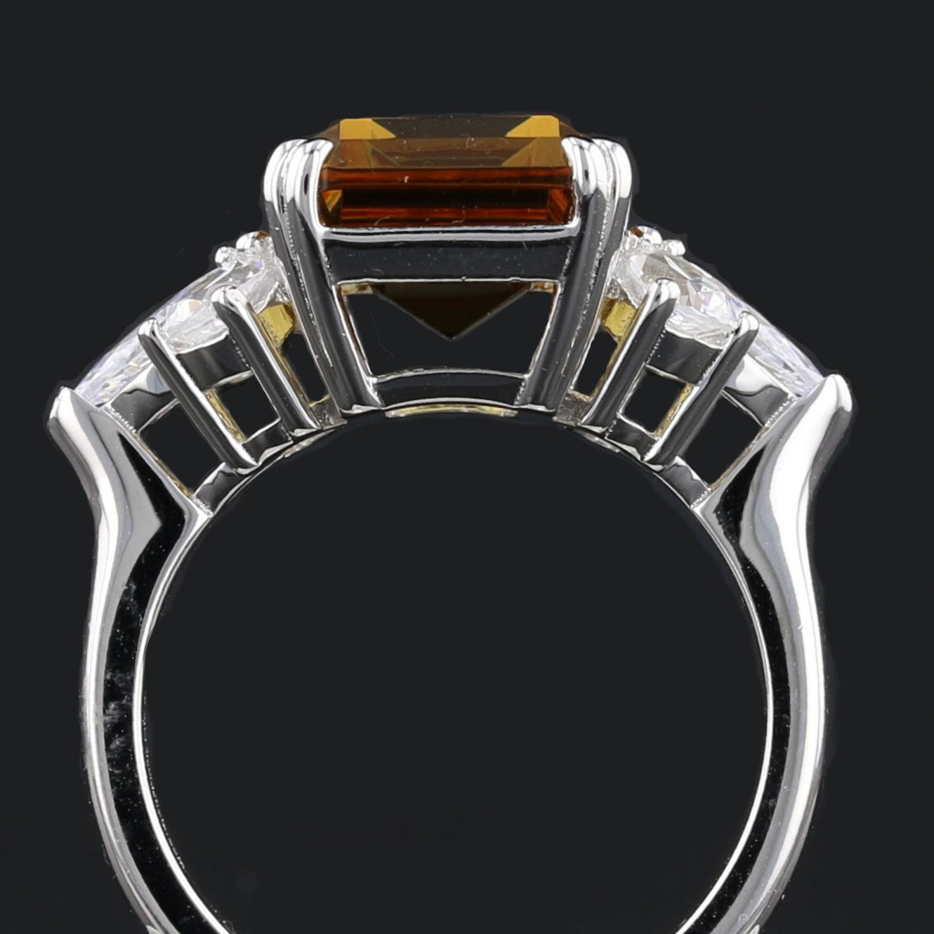 VooDooStone Emerald Cut Sterling Silver Ring with Side CZ - David's Antiques & Jewelry