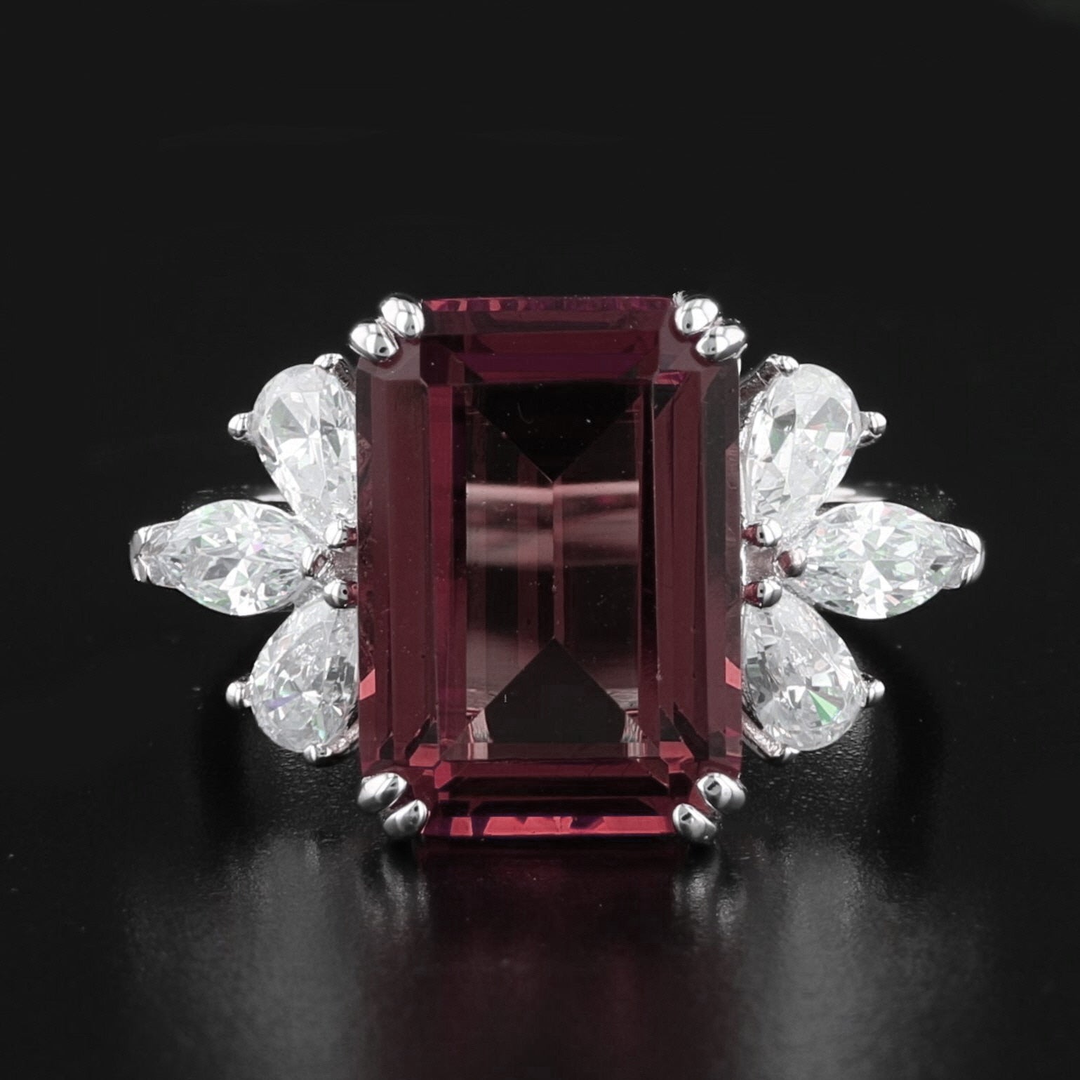 VooDooStone Emerald Cut Sterling Silver Ring with Side CZ - David's Antiques & Jewelry