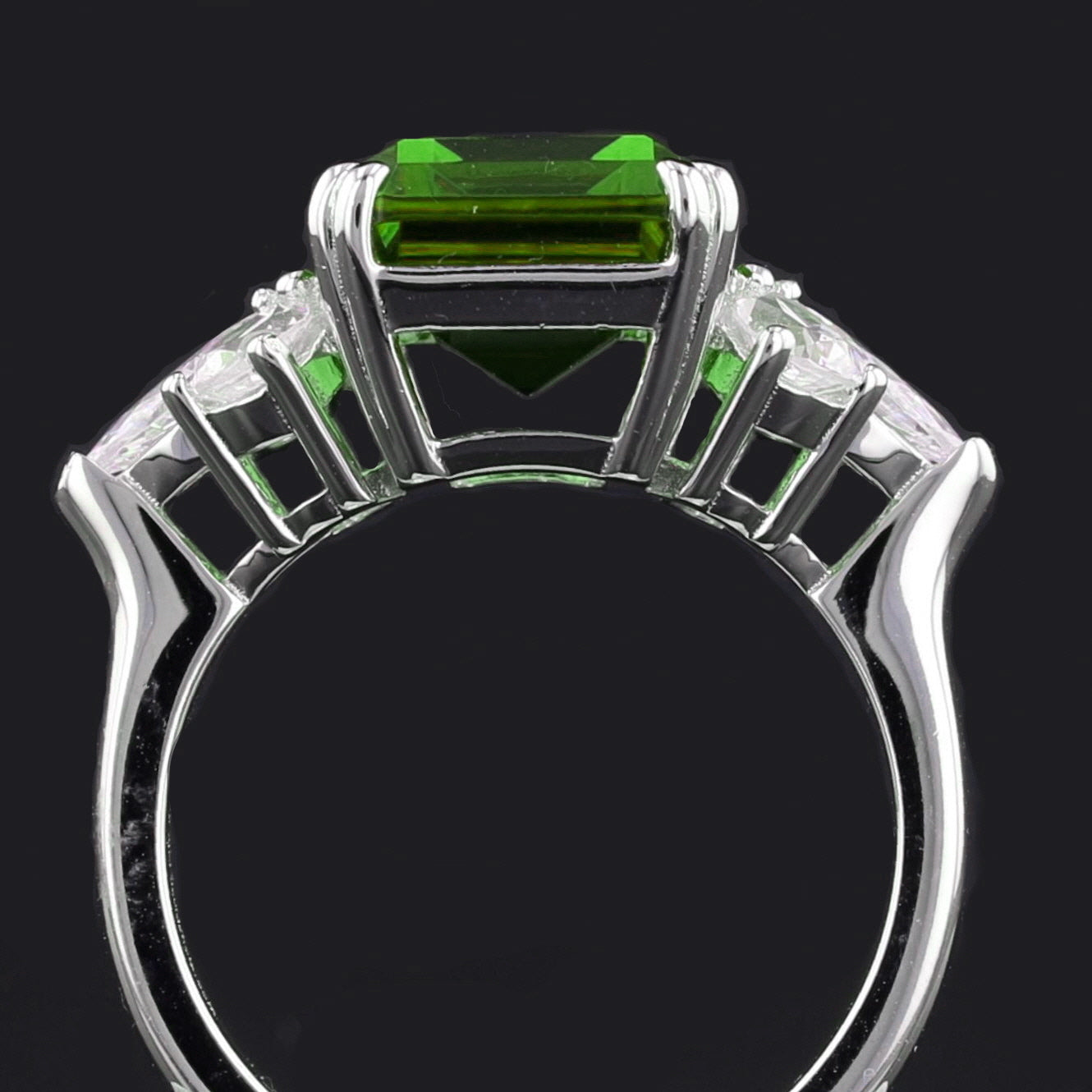 VooDooStone Emerald Cut Sterling Silver Ring with Side CZ - David's Antiques & Jewelry