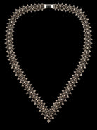 Vintage Sterling Silver Beaded Lace V-Necklace, Floral Motif, 18 Inch 891857 — main view