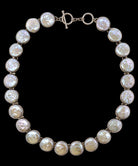 Coin Pearl Collar Necklace, Bezel-Set in Sterling Silver 892186 — main view