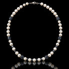 Freshwater Pearl & Carved Hematite Necklace, Hand-Knotted on Silk 892748 — main view