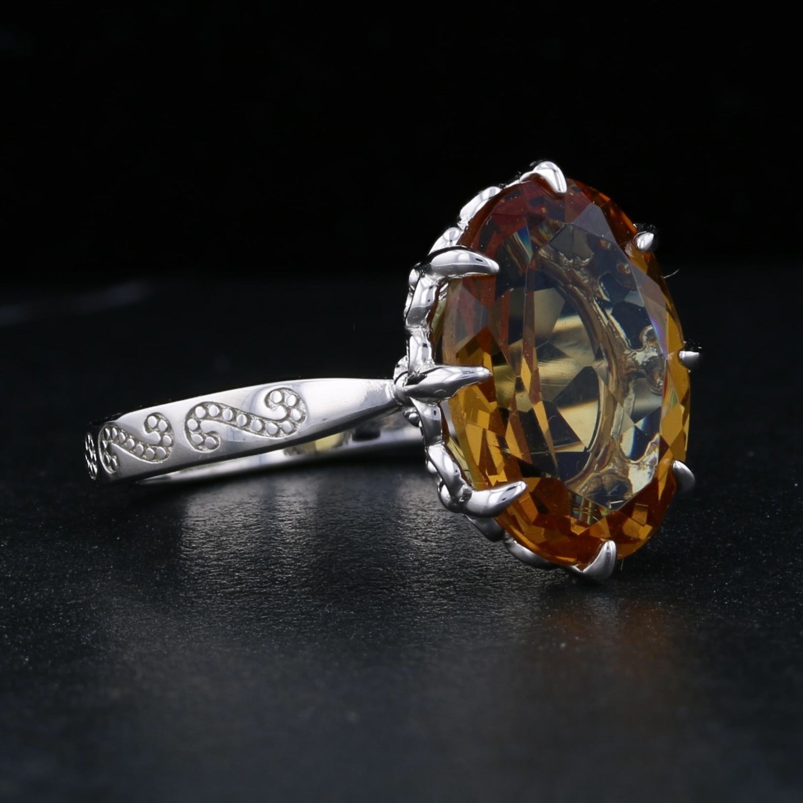 VooDooStone Ring with Fleur De Lis Prongs Ring - David's Antiques & Jewelry