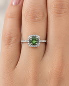 14K White Gold Green Tourmaline & Diamond Halo Ring, Size 7 893733 — fourth view