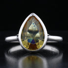 Sterling Silver Bezel VooDooStone Pear Shape Ring - David's Antiques & Jewelry