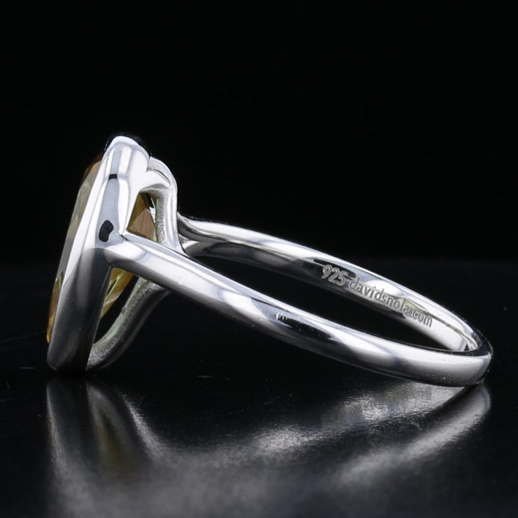 Sterling Silver Bezel VooDooStone Pear Shape Ring - David's Antiques & Jewelry