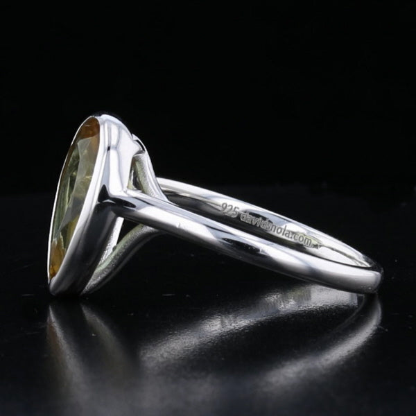 Sterling Silver Bezel VooDooStone Pear Shape Ring - David's Antiques & Jewelry