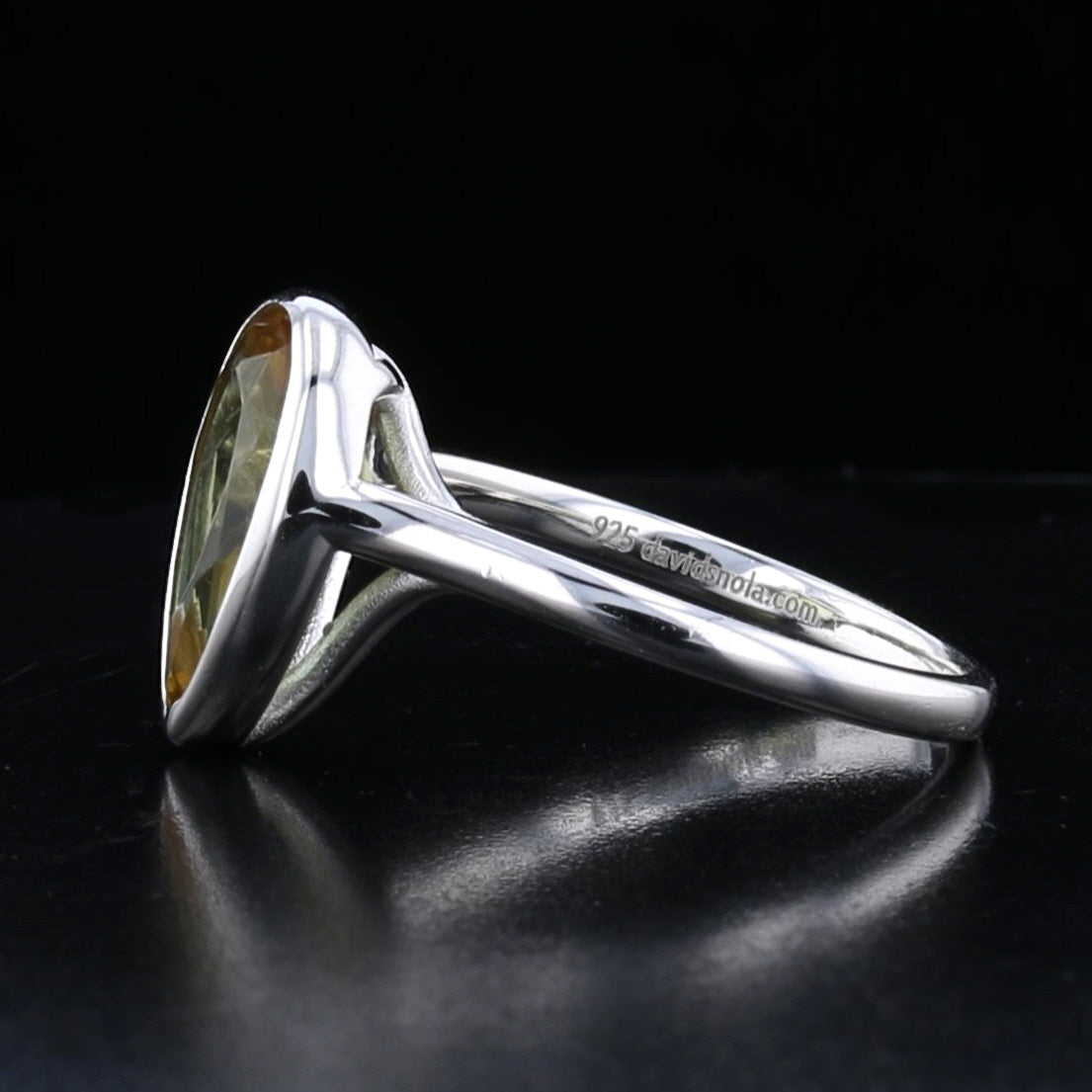 Sterling Silver Bezel VooDooStone Pear Shape Ring - David's Antiques & Jewelry