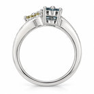 14K White Gold Blue & Yellow Diamond Double Flower Ring, Size 6 894320 — third view