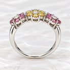 14K White Gold Pink & Yellow Diamond Three-Flower Ring, Size 7 894326 — third view