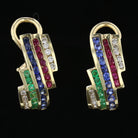 Diamond Ruby Sapphire Emerald Earrings - David's Antiques & Jewelry