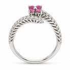 14K White Gold Pink Diamond Flower Swirl Ring 894641 — third view