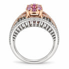 14K White & Rose Gold Pink Diamond Flower Ring 894650 — third view