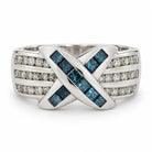 14K White Gold Invisible-Set Blue Diamond X Ring 894691 — main view