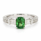 14K White Gold Tsavorite & Diamond Ring with Baguettes 894755 — main view