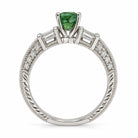 14K White Gold Tsavorite & Diamond Ring with Baguettes 894755 — third view