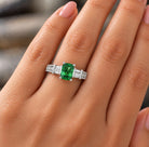 14K White Gold Tsavorite & Diamond Ring with Baguettes 894755 — fourth view