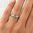 14K White Gold Emerald-Cut Tsavorite & Diamond Ring 894759 — fourth view
