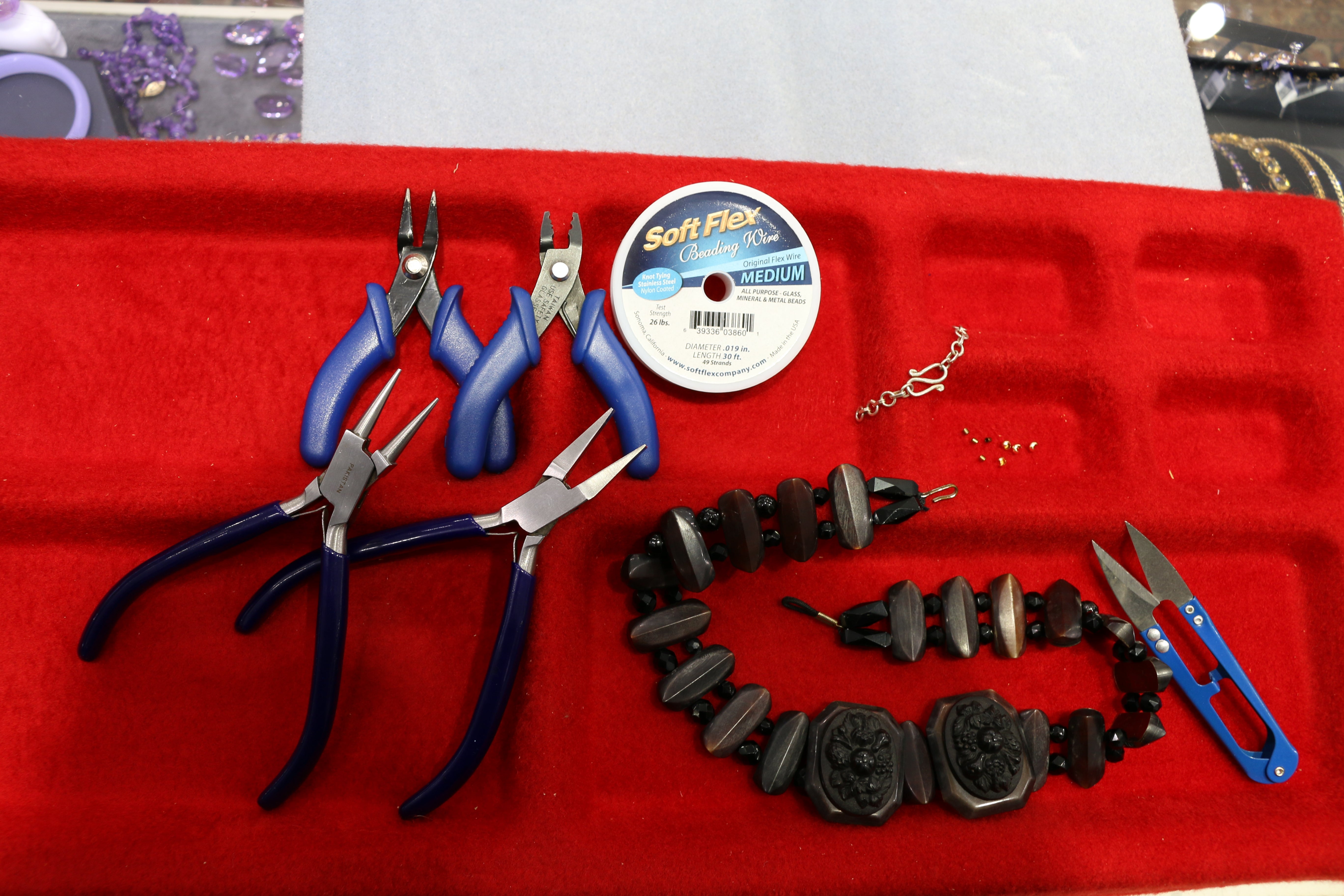 Antique Gutta Percha & Whitby Jet Cameo, French Jet Beads Necklace - David's Antiques & Jewelry