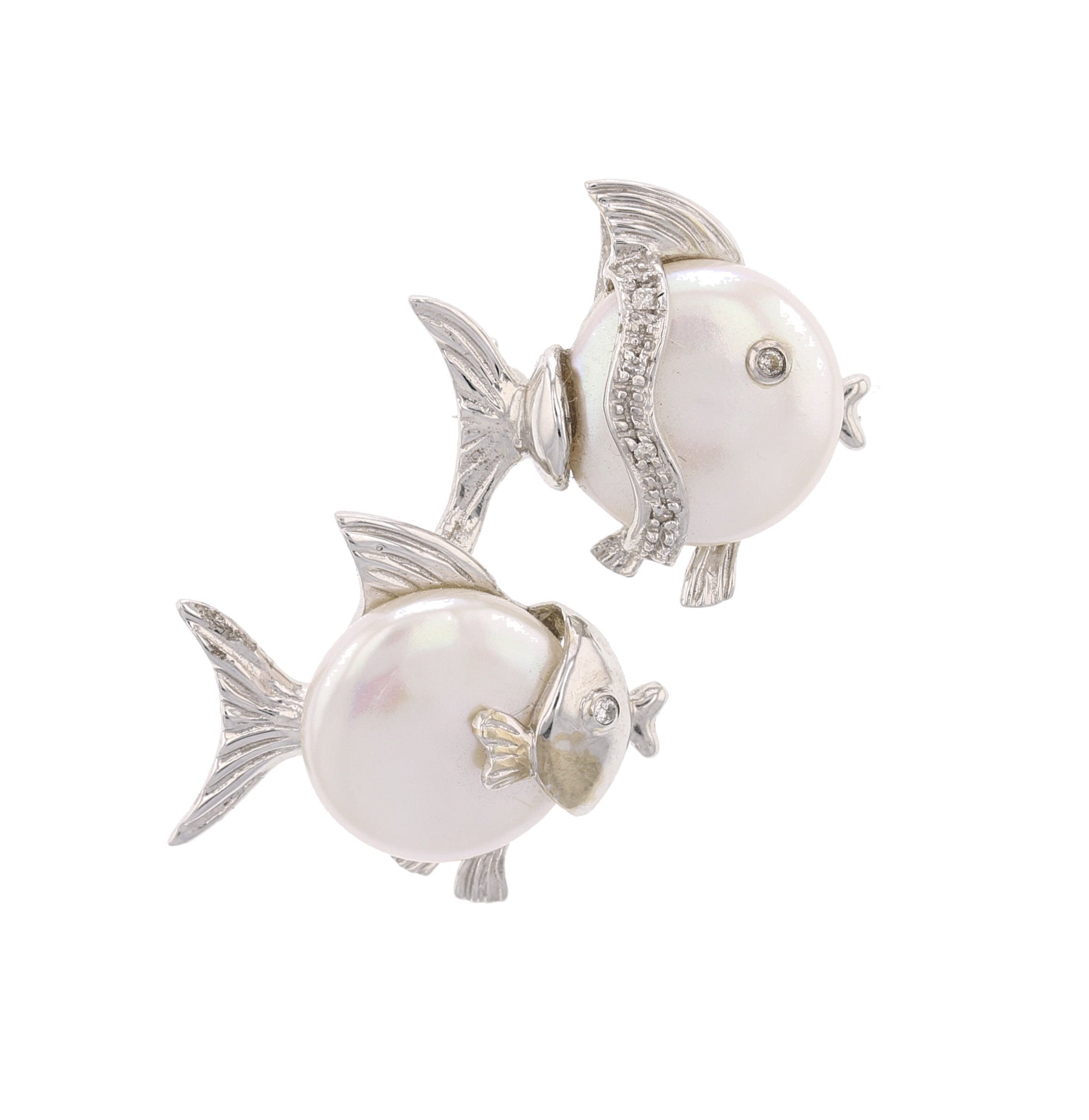 14K White Gold, Diamond & Pearl Pin Pendant - David's Antiques & Jewelry