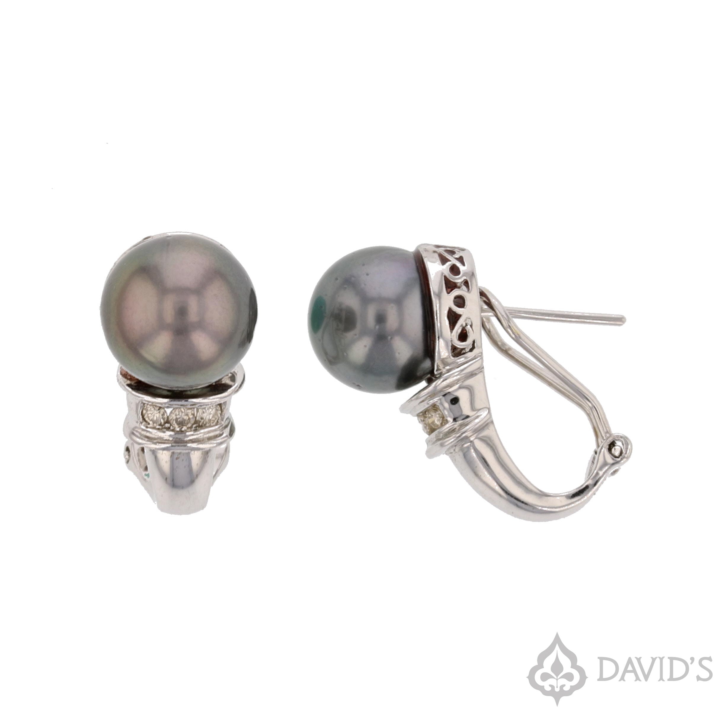 Pearl & Diamond  Earrings - David's Antiques & Jewelry