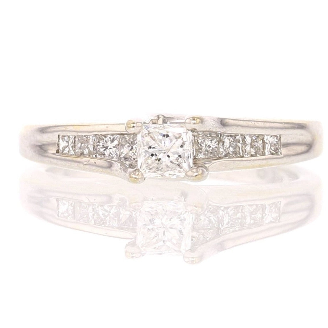 14K White Gold Diamond Princess cut Engagement/Bridal Ring - David's Antiques & Jewelry