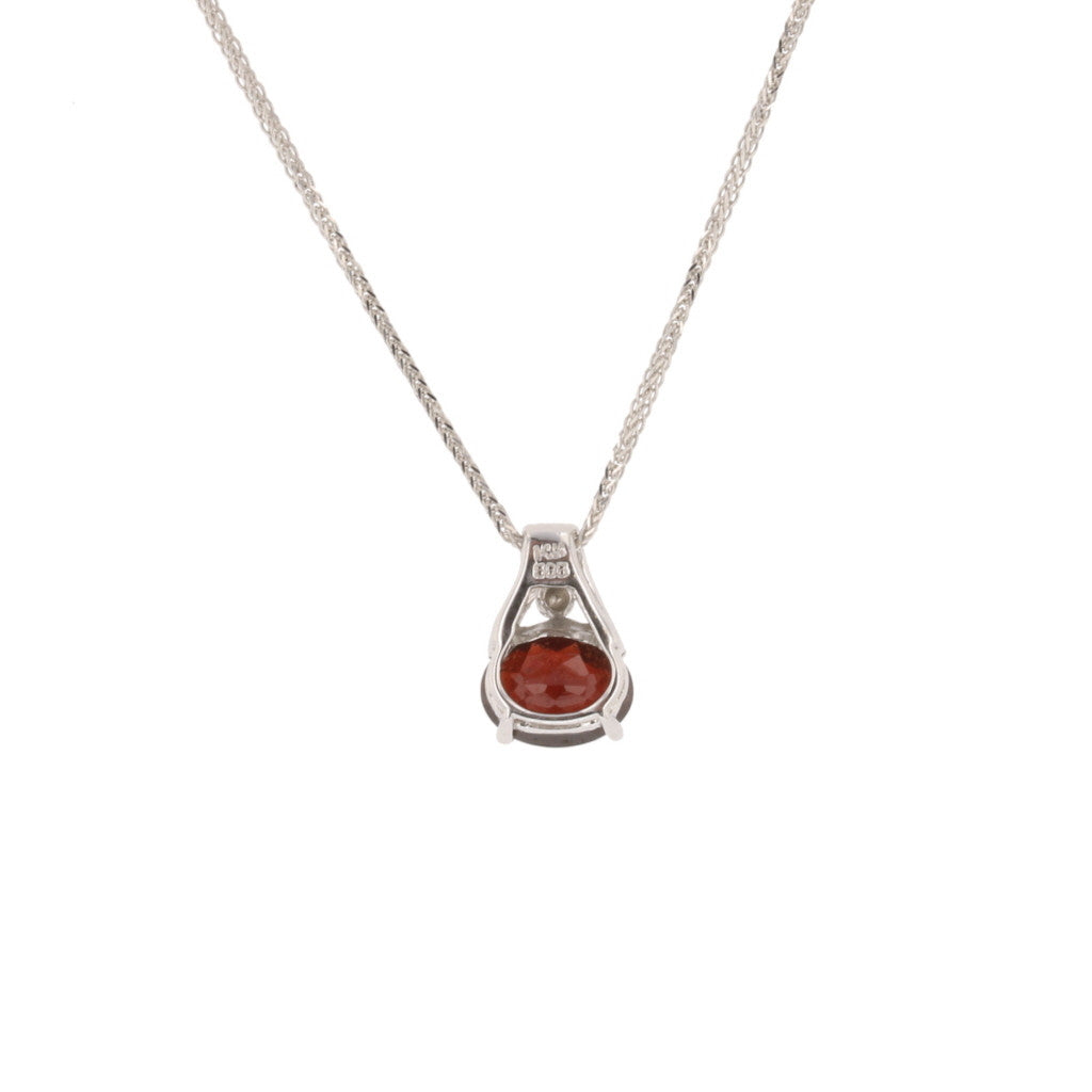 14K White Gold Rhodolite Garnet and Diamond East-West Pendant - David's Antiques & Jewelry