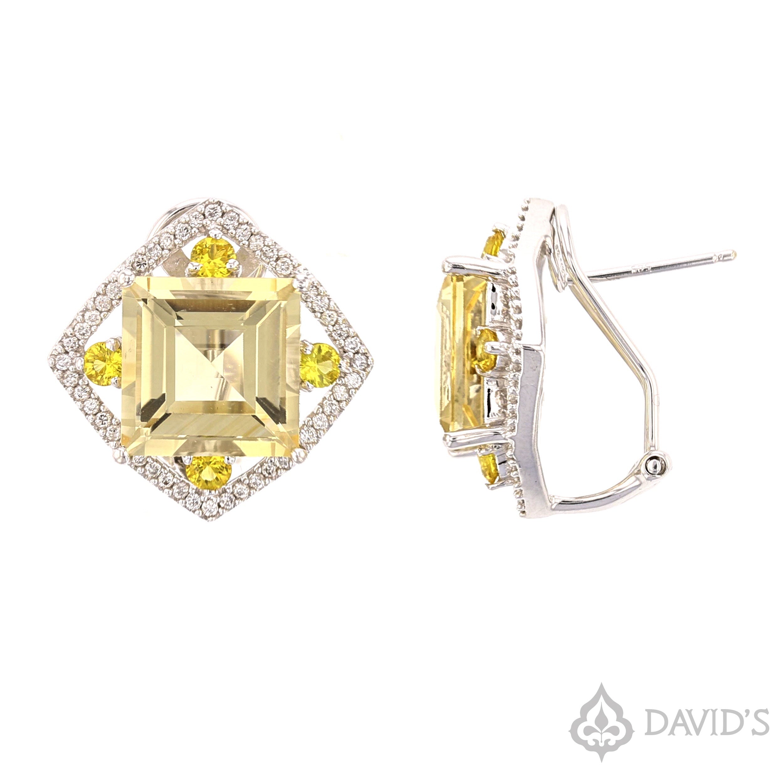Lemon Quartz, Yellow Sapphire, and Diamond Earrings in - David's Antiques & Jewelry