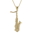 Gold 3D Saxophone Pendant - David's Antiques & Jewelry