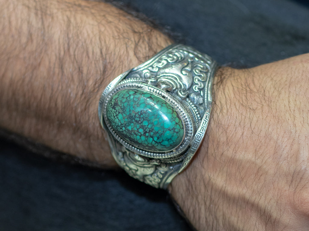 Sterling Silver Turquoise Cuff Bracelet - David's Antiques & Jewelry
