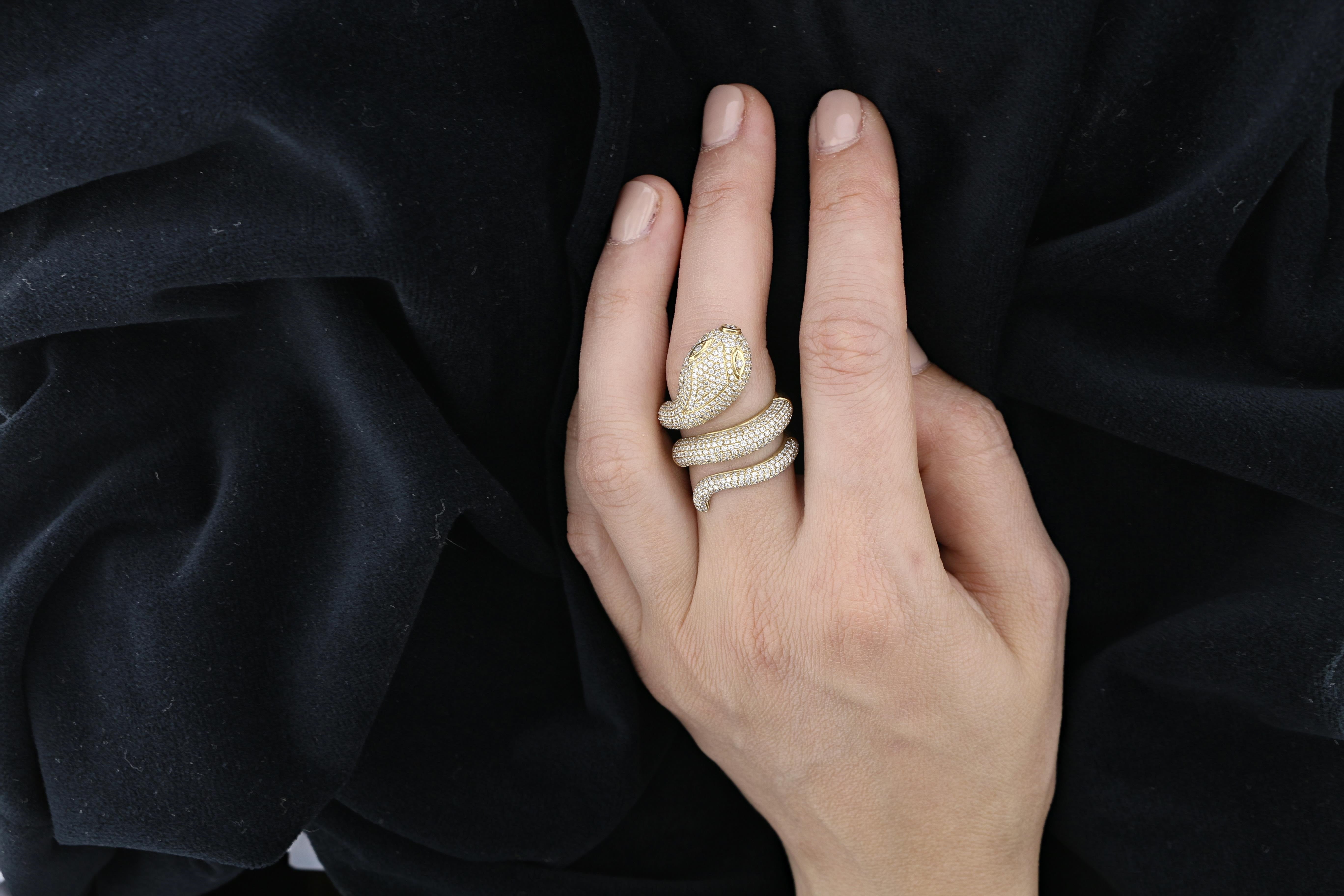 Diamond Snake Ring 14K Yellow Gold - David's Antiques & Jewelry