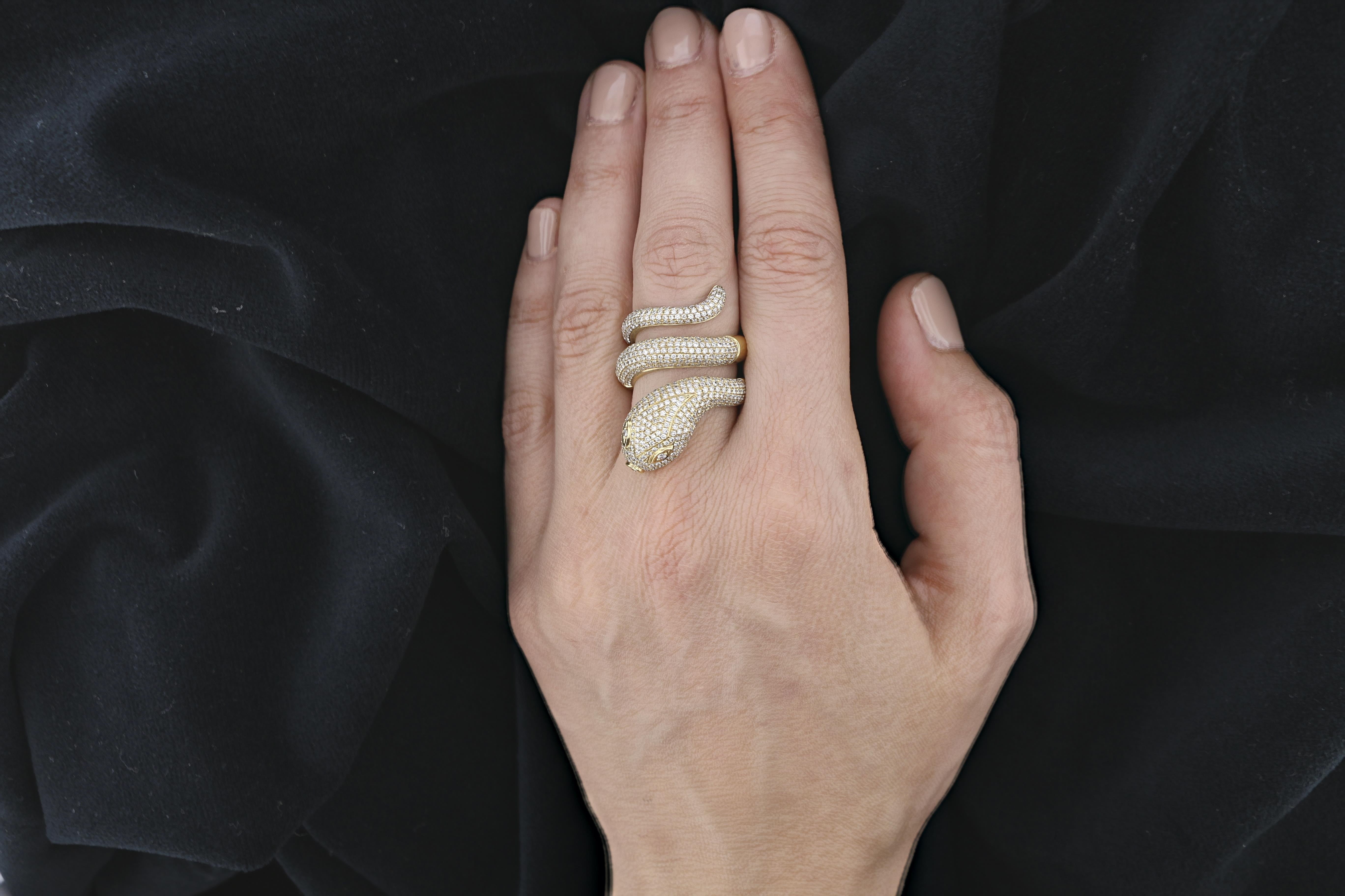 Diamond Snake Ring 14K Yellow Gold - David's Antiques & Jewelry